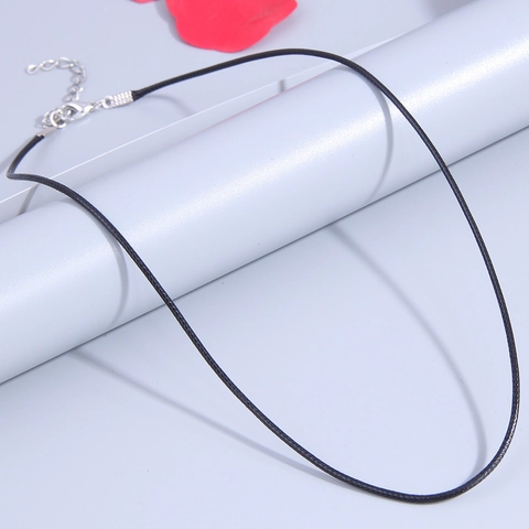 Minimalist Black Waxed Cord Necklace With Silver Alloy Lobster Clasp And Adjustable Extension Chain DIY Jewelry Accessory