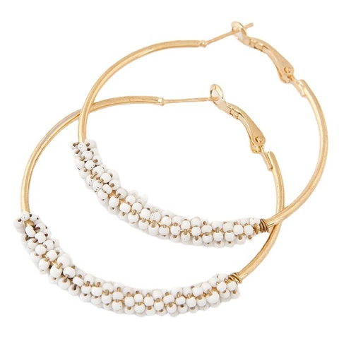 Boho Hoop Ohrringe Legierung Gold Mehrfarbig Samenperlen Umwickelt Geometrisch Kreis Hänger Ohrringe Für Damen Täglich Party Schmuck