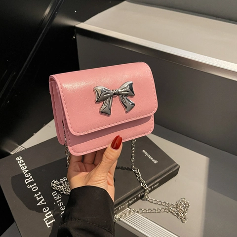 Borsa a Tracolla Mini in Pelle PU da Donna Moda Catena Argento Borsa a Spalla Quadrata per Festa Quotidiana
