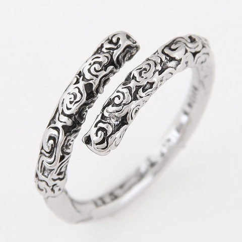 Retro Ring In Etnische Stijl Verzilverde Legering Reliëfpatroon Verstelbare Band Vingersieraden
