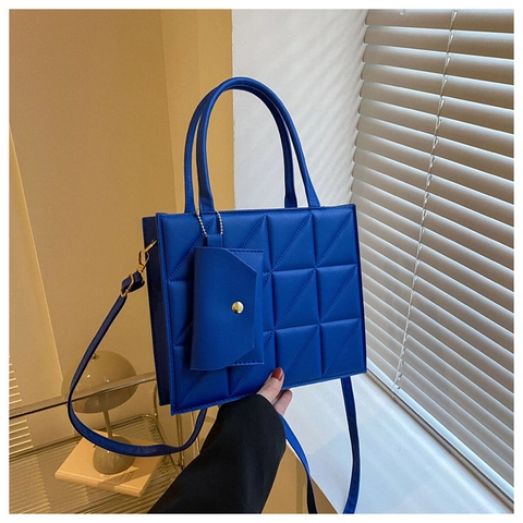 Borsa a Mano Trapuntata Geometrica da Donna in Pelle PU Semplice Moda Con Mini Pochette Borsa a Tracolla Per Uso Quotidiano