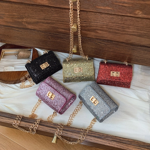 Women's Sparkling Rhinestone Mini Square Bag Fashion Metal Chain Crossbody Shoulder Bag Elegant Evening Party Clutch Bag
