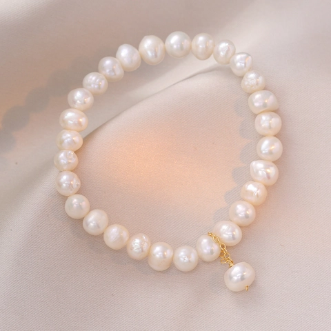 Freshwater Pearl Bracelet Elegant Natural Baroque Pearl Jewelry With Alloy Chain For Women Korean Fashion Style