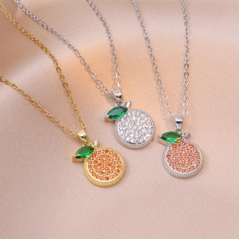 Simpatica Collana Con Ciondolo A Forma Di Limone In Acciaio Inossidabile Con Strass Zirconia Gioielli Trendy Per Donne