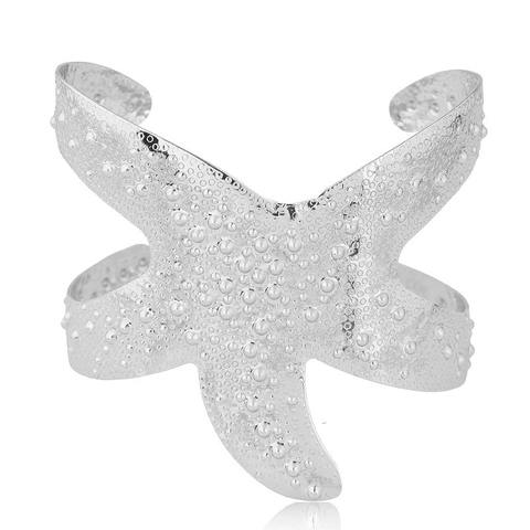 Seestern Breiter Armreif Legierung Strukturierter Metallener Offener Armreif Statement Schmuck Für Damen