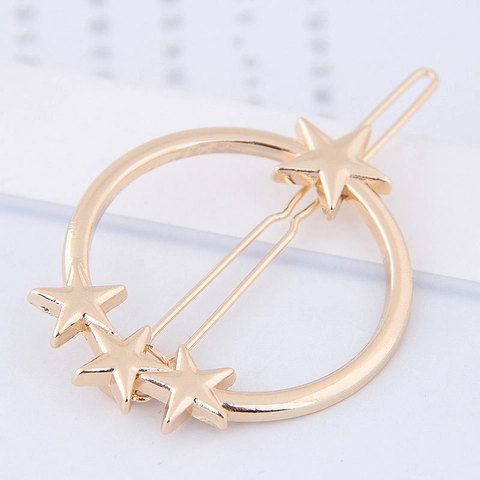 Minimalistische Legierung Stern Katze Geometrische Haarspangen Gold Silber Galvanisierte Metallische Hohl Barrettes Für Damen Schmuck