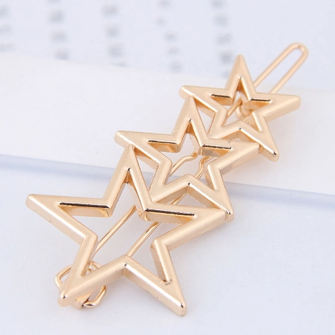 Pinzas Para El Cabello Geométricas Minimalistas De Aleación Para Mujer Metal Estrella Gato Círculo Rectángulo Oro Plata Accesorios