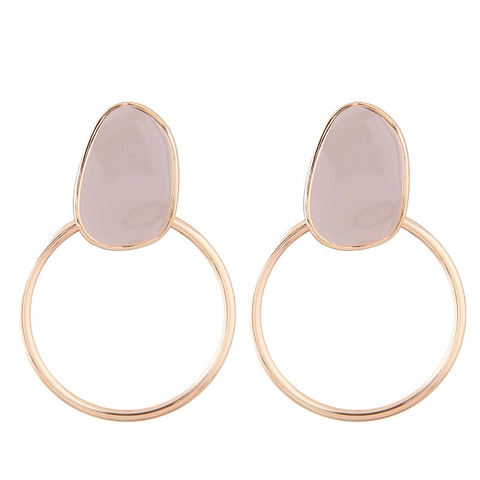 Pendientes De Aro Grandes Geométricos De Aleación Y Esmalte Con Poste De Plata Estilo Coreano Dulce Color Caramelo Para Mujeres