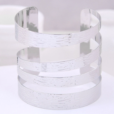 Leaf Cuff Bracelet Alloy Hollow Multi Layer Open Bangle Bohemian Minimalist Punk Statement Jewelry Accessories For Women