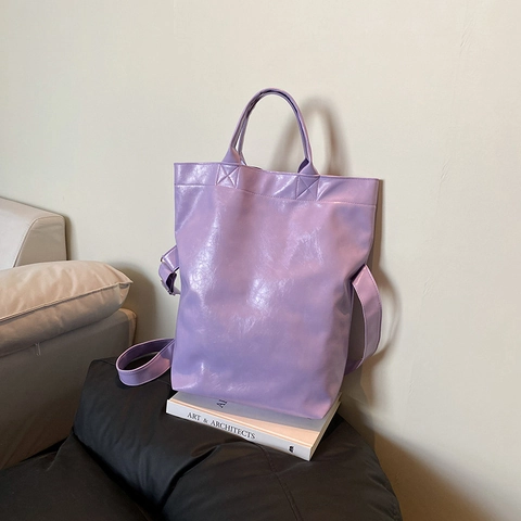 Bolso Tote de Cuero PU de Gran Capacidad para Mujer con Solapa Plegable Bolso de Mano Moda Callejera Color Sólido Bolso de Hombro Cruzado