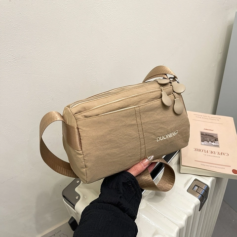 Borsa a Tracolla Impermeabile in Nylon da Donna Scomparti Multipli Grande Capacità Leggera Borsa da Viaggio Stile Urban Casual