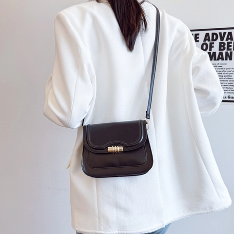 Bolso de Hombro de Cuero PU Minimalista para Mujer Bolso Retro de Gran Capacidad Con Cierre de Metal Elegante Diario