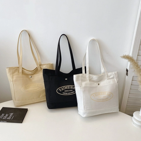 Damen Große Kapazität Leinwand Einkaufstasche Urban Minimalistisch Verdickte Schultertasche Für Tägliche Pendeln Student Handtasche