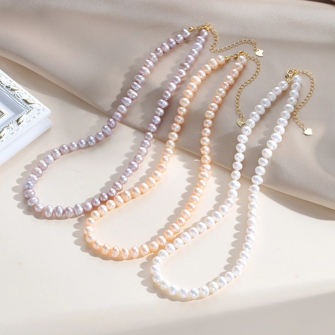 Natural Freshwater Pearl Necklace With 925 Sterling Silver Heart Charm Adjustable Elegant Jewelry For Women