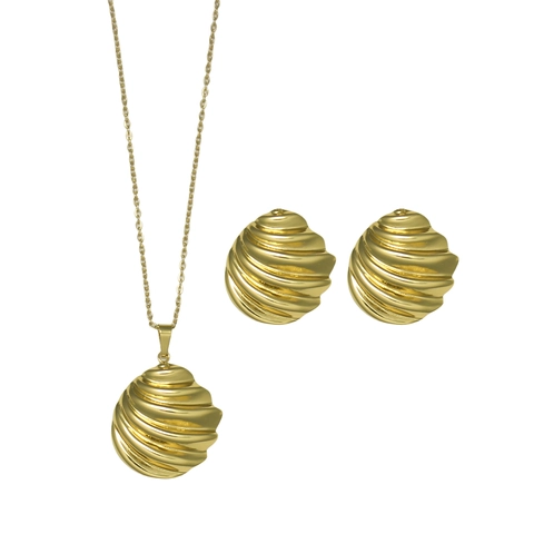 Mode Edelstahl Schmuck Für Damen Vergoldet Blume Herz Geometrische Anhänger Halskette Und Ohrringe Zubehör