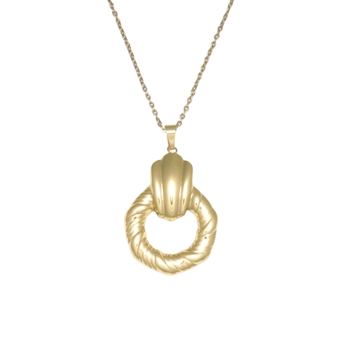 Gioielli In Acciaio Inossidabile Placcato Oro 18K Vintage Da Donna Forma Di Conchiglia Cerchio Corda Intrecciata Collana E Orecchini