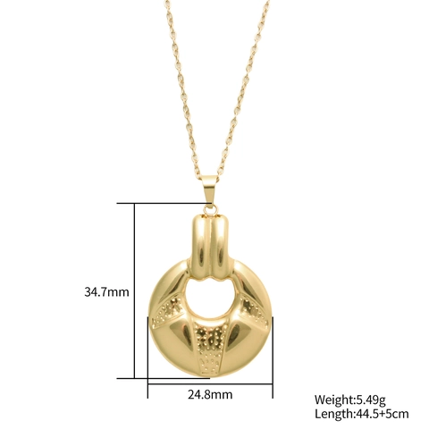 Goldener Edelstahl Schmuck Halskette Und Ohrringe Für Frauen Hohler Ring Gepunktete Textur Geometrischer Trendiger Minimalist
