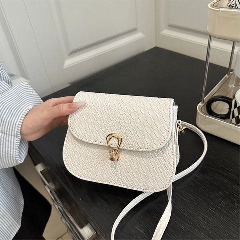 Borsa a Tracolla Piccola Quadrata in Pelle PU con Texture Intrecciata da Donna Vintage con Fibbia a Morsetto per Pendolarismo