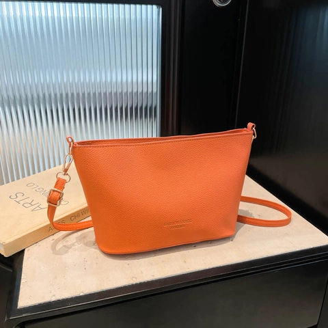 Bolso Bombonera Minimalista de Cuero PU para Mujer Textura Litchi Bandolera Con Correa Ajustable Color Sólido Casual