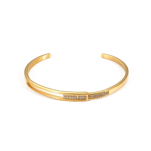 Manchet Armband Roestvrij Staal 18K Verguld Hol Ingelegd Zirkoon Open Bangle Vintage Minimalistische Sieraden Vrouwen