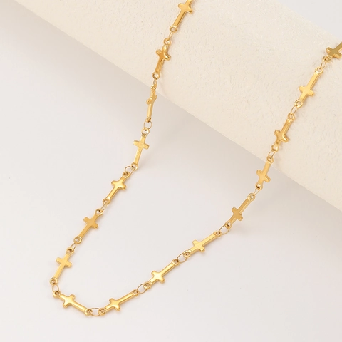 Roestvrijstalen Kruis Ketting Minimalistische Vergulde Religieuze Sieraden Voor Mannen En Vrouwen Trendy Accessoire