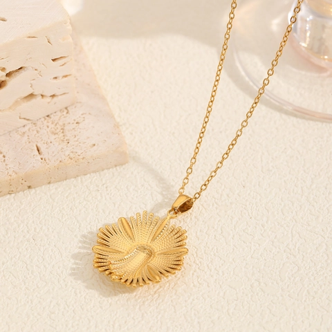Collana Con Ciondolo Girasole Ape Acciaio Inossidabile Placcato Oro Texture Radiale Stile Pastorale Semplice Gioielli Donna