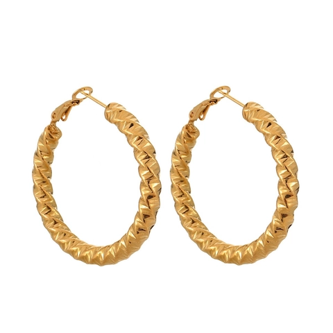 Pendientes De Aro Trenzados De Acero Inoxidable Para Mujer Geométricos Huecos Forma U Estilo Boho