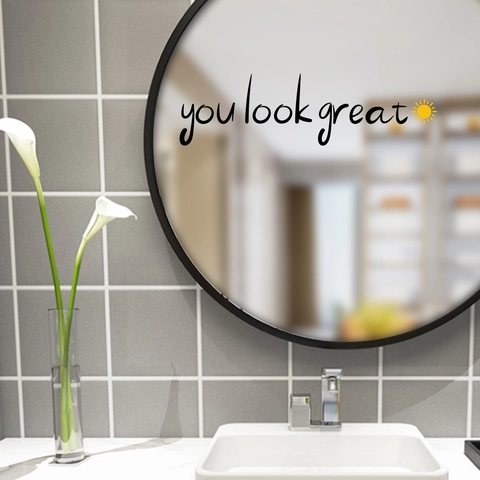 Inspirational Slogan Wall Stickers Self Adhesive Vinyl Waterproof Mirror Decals For Bathroom Home Mirror Decoration