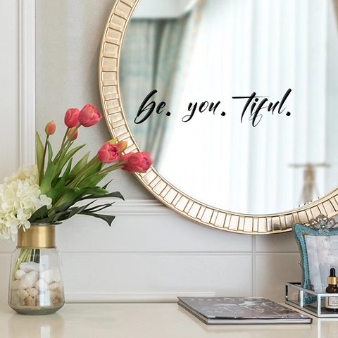 Inspirational Slogan Wall Stickers Self Adhesive Vinyl Waterproof Mirror Decals For Bathroom Home Mirror Decoration