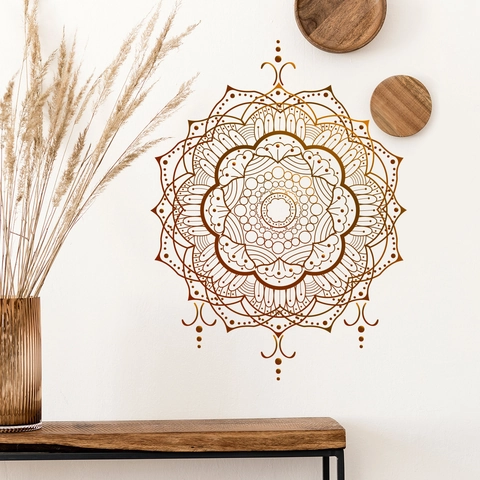 Bohemian Mandala Wall Sticker PVC Self Adhesive Gold Brown Zen Geometric Pattern Decal For Living Room Bedroom Home Decor
