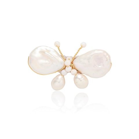 Spilla Farfalla Rame Barocco Perla de Agua Dulce Vintage Elegante Spilla Per Completi Cappotti Donne