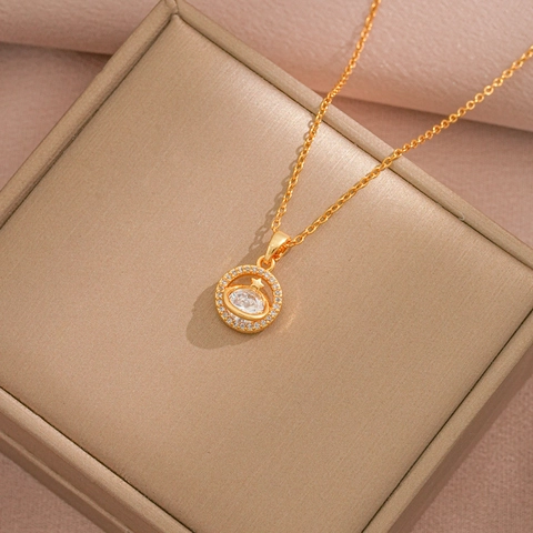 Collana Con Pendente Pianeta Acciaio Inossidabile Con Zircone Stella E Strass Gioielli Di Moda Per Donna