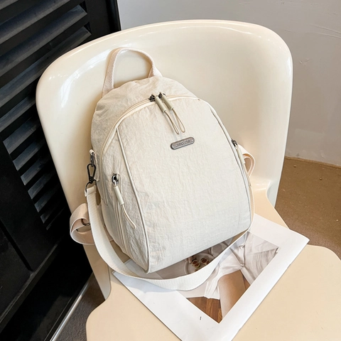 Borsa da Donna Urban Minimalista in Tela a Trama Increspata Zaino Tracolla Leggera Grande Capacità per Pendolarismo Viaggio