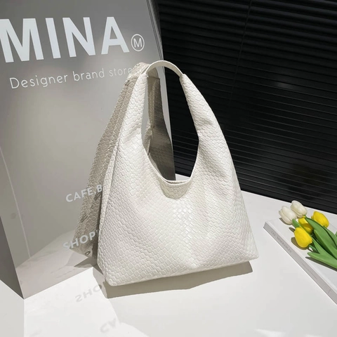 Borsa a Tracolla Tote Intrecciata in Pelle PU Donna Retrò Grande Capacità Borsa Hobo Minimalista per Pendolarismo Quotidiano