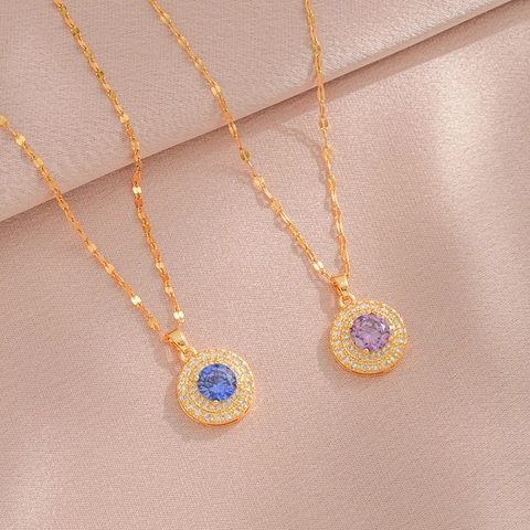 Flower Pendant Necklace Stainless Steel Zircon Rhinestone Simple Sweet Elegant Fashion Jewelry For Women Girls Gift