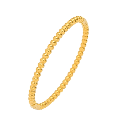 Minimalist Stainless Steel Ball Bead Bangle For Women Simple Trendy Polished Gold Color Fashion Jewelry