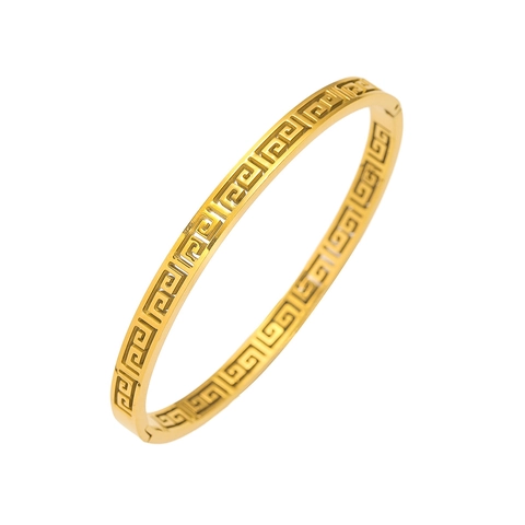 Vintage Stainless Steel Bangle Bracelet For Women Gold Silver Plated Meander Greek Key Pattern Twisted Rope Fashion Jewelry