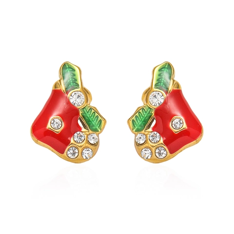 Weihnachtsstrumpf Emaille Ohrstecker Legierung Straß Feiertag Schmuck Damen