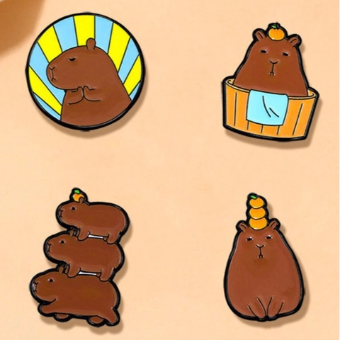 Cute Capybara Enamel Pin Alloy Cartoon Animal Brooch Badge For Clothing Bags Creative Fashion Jewelry
