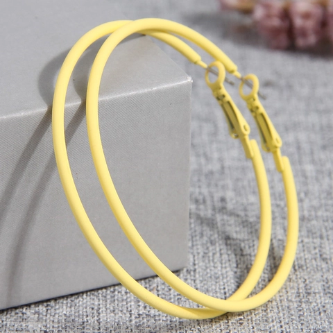 Large Hoop Earrings Matte Paint Alloy Colorful Big Circle Korean Fashion Minimalist Jewelry For Women