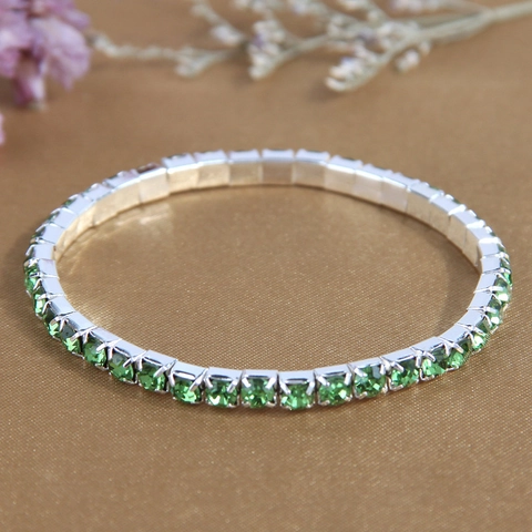 Bracciale Tennis Minimalista A Fila Singola Con Strass Elastico In Lega Gioielli Di Moda Scintillanti Da Donna