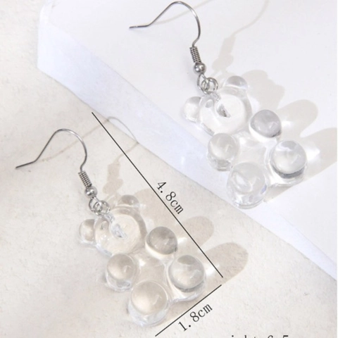 Transparente Harz Gummy Bär Haken Ohrringe Süß Alloy Schmuck Accessoires Für Frauen Trendige Tier Anhänger