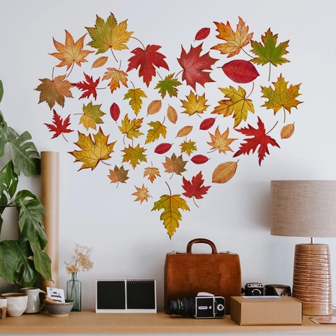 Herbst Ahornblatt Wandtattoos Mehrfarbig PVC Laub Aufkleber Für Schlafzimmer Wohnzimmer Erntedankfest Dekoration