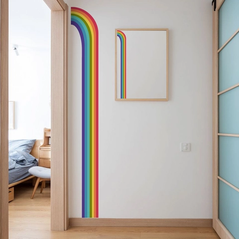 Regenbogen Wandaufkleber Groß PVC Wasserdicht Selbstklebend Vertikale Bogen Streifen Dekoration Für Schlafzimmer Wohnzimmer