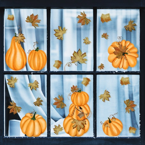 Pegatinas de Pared de Calabaza y Hoja de Arce de Otoño de PVC Autoadhesivas para Sala de Estar Dormitorio Halloween Thanksgiving