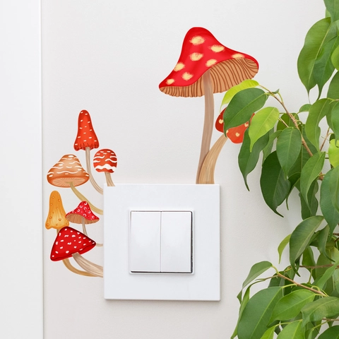 Leuchtende Pilz Schalter Aufkleber Leuchten Im Dunkeln PVC Wandtattoo Für Schlafzimmer Kinderzimmer Zuhause Dekoration Selbstklebend