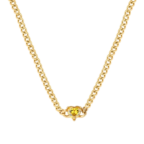Collana In Acciaio Inossidabile Placcato Oro Da Donna Con Pendente In Zircone Geometrico Cuore Ovale Rettangolo Gioielli