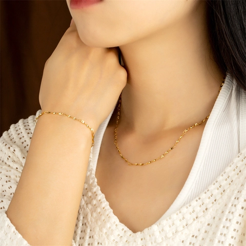 Collar Y Pulsera De Acero Inoxidable Con Onda Retorcida Para Mujer Joyería Minimalista Elegante Bañada En Oro Y Plata