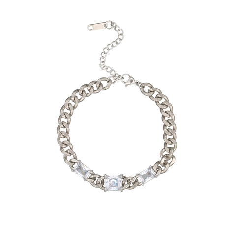 Bracciale In Acciaio Inossidabile Per Donna Elegante Lusso Zircone Intarsiato Catena Serpente Geometrica Accessorio Gioielli