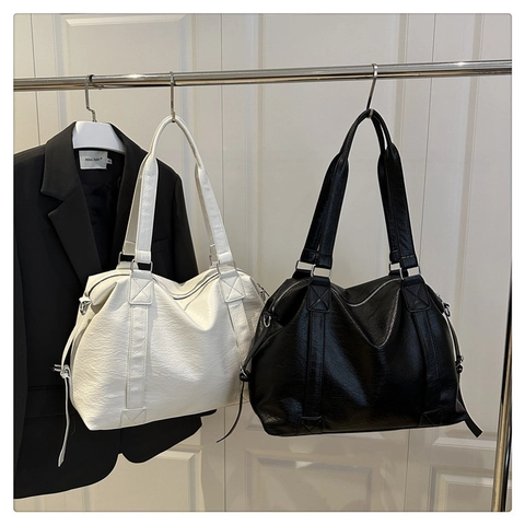 Große Damen Einkaufstasche PU Leder Lässige Handtasche Umhängetasche Mit Tragegriff Und Verstellbarem Riemen Modetasche